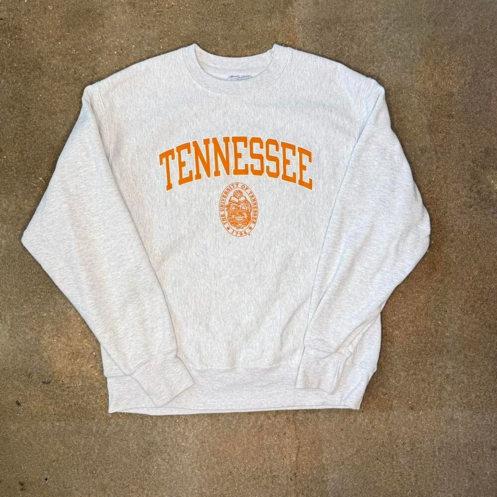 champion reverse weave tennessee sweatshirt gray orange college vintage L